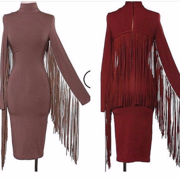 Hot and Delicious Dresses & Skirts - NEW High Neck Fringe BodyCon Dress